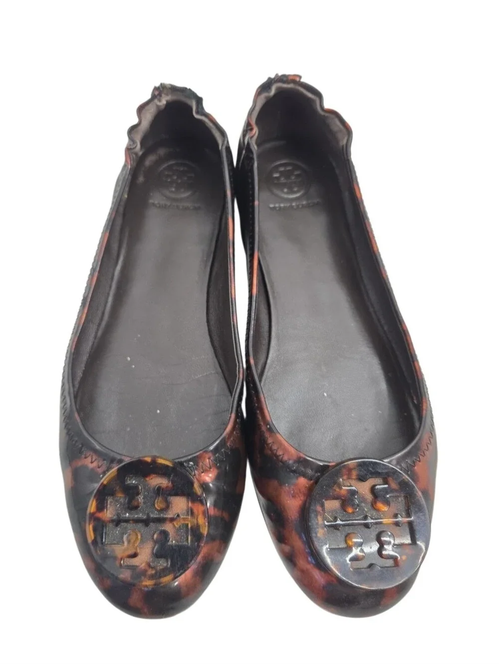 Tory Burch Tortoiseshell Ballet Flats Brown‎ Black Size 8